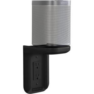 imageSanus Outlet Shelf Speaker Mount  Heavy Duty Shelf Holds Devices up to 10 lbs  DIY Install Works with Both Standard ampamp Decora Outlets  Perfect for Sonos ampamp Other Smart SpeakersBlack