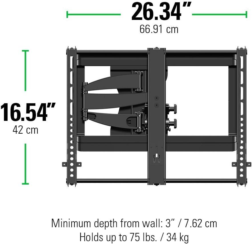 imageSanus Premium Full Motion TV Wall Mount Bracket for 37quot50quot TVs Features 15 of Tilt 90 of Swivel ampamp Post Install Centering  Vmf620B1